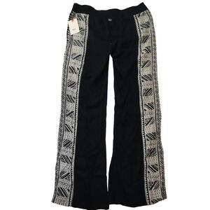 BillaBong Women's Size Large Black Cream Billowy Vacation Pants